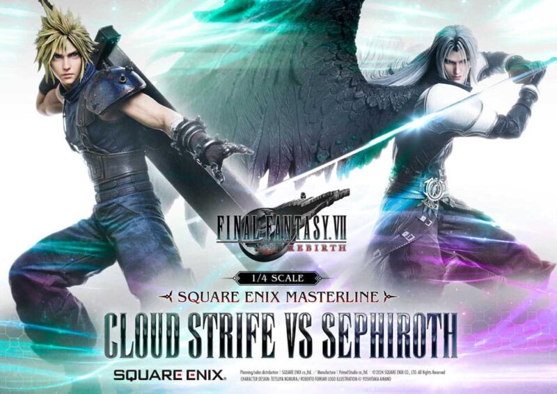 Square Enix | Final Fantasy VII Rebirth 1/4 Statues 2-Pack - Cloud Strife vs Sephiroth